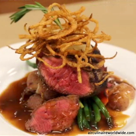 Filet Steak and Foie Gras InFlight Plating Guide Video